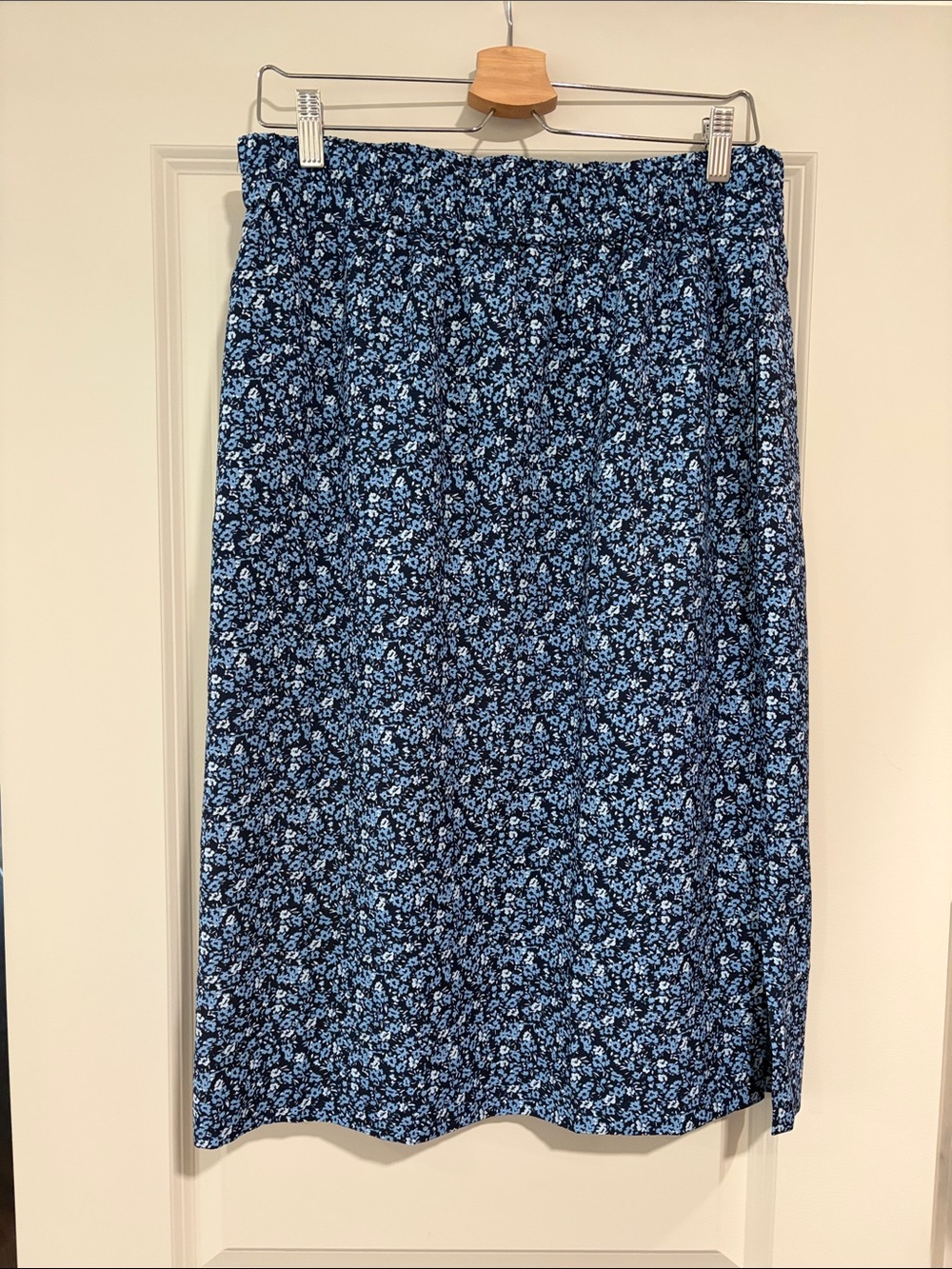 J. Crew Factory Navy and Light Blue Floral Midi Skirt